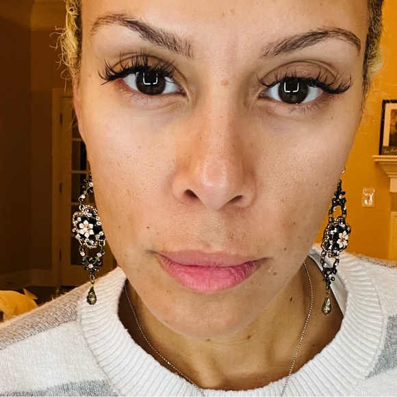 Michal Negrin Gold and Black Floral Earrings Swarovski crystals - Picture 4 of 8